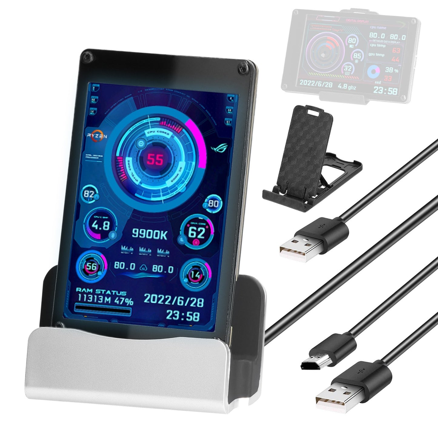 3.5 Inch IPS LCD Monitor Display for CPU/GPU Monitoring - Supports Raspberry Pi, Windows, Linux