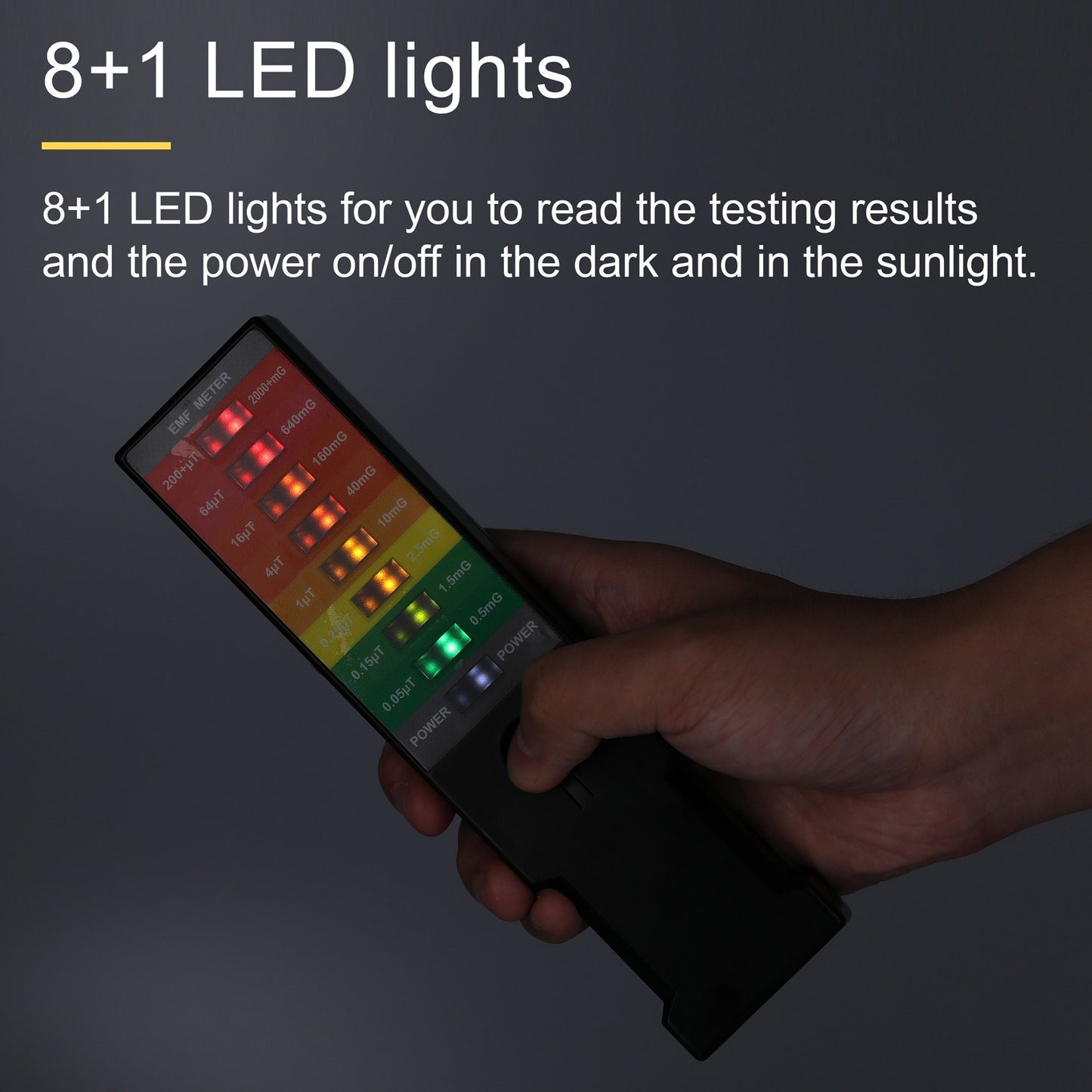 Handheld EMF Gauss Meter - Portable Electromagnetic Field Detector with 9 LED Magnetic-Field Monitor for Home Use