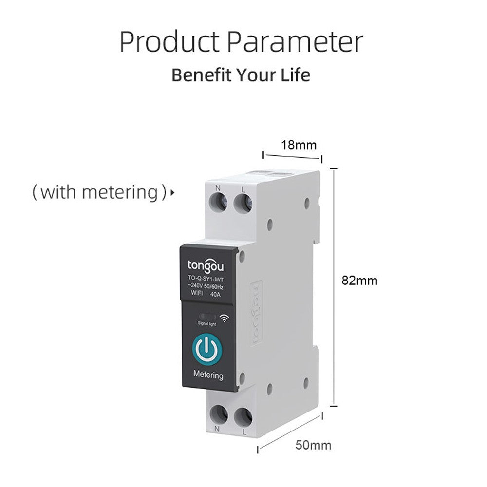 Smart WiFi Circuit Breaker with Remote Control, Alexa & Google Home Compatible, 1P-10A
