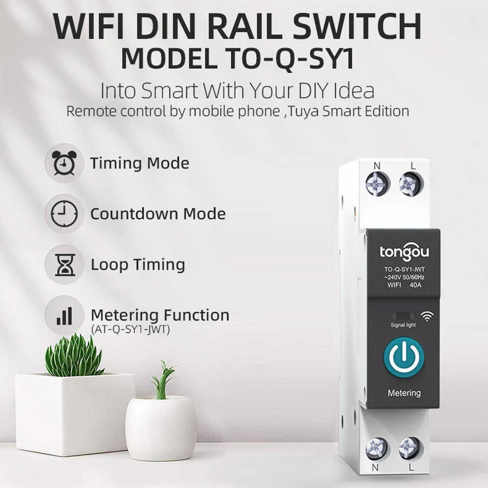 Smart WiFi Circuit Breaker with Remote Control, Alexa & Google Home Compatible, 1P-10A