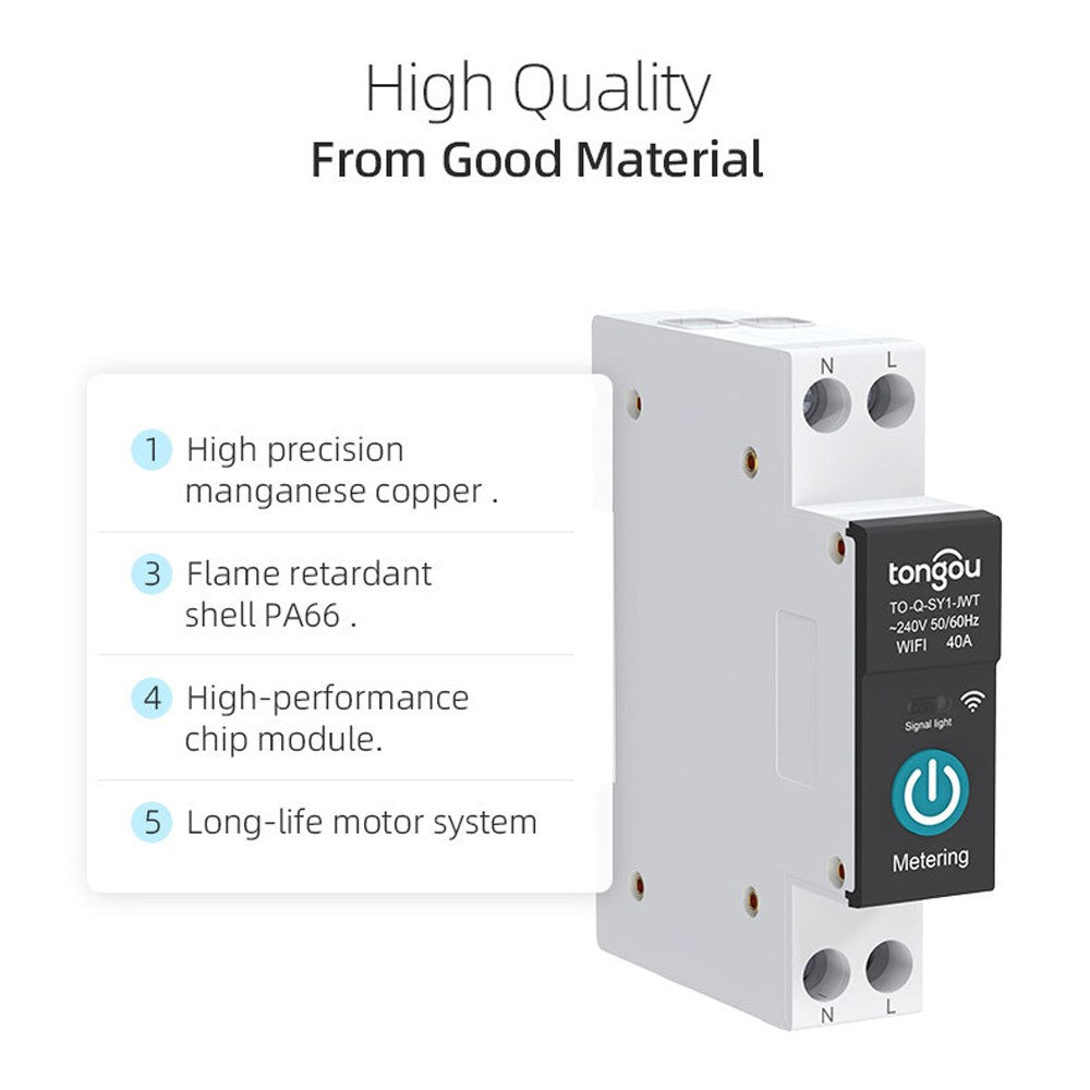Smart WiFi Circuit Breaker with Remote Control, Alexa & Google Home Compatible, 1P-10A