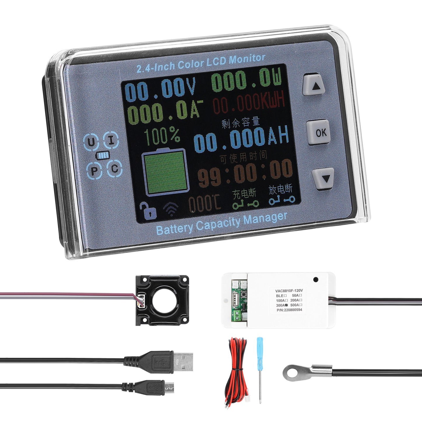 Wireless 2.4 Inch Battery Monitor: Voltage, Amperage & Capacity Tester