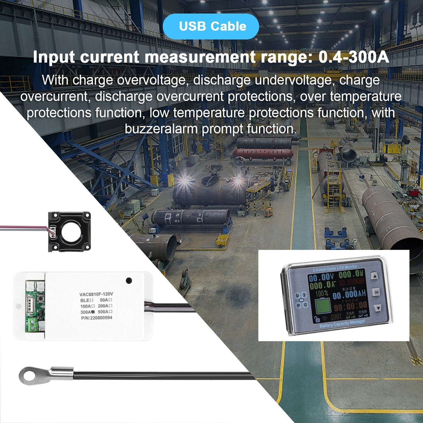 Wireless 2.4 Inch Battery Monitor: Voltage, Amperage & Capacity Tester