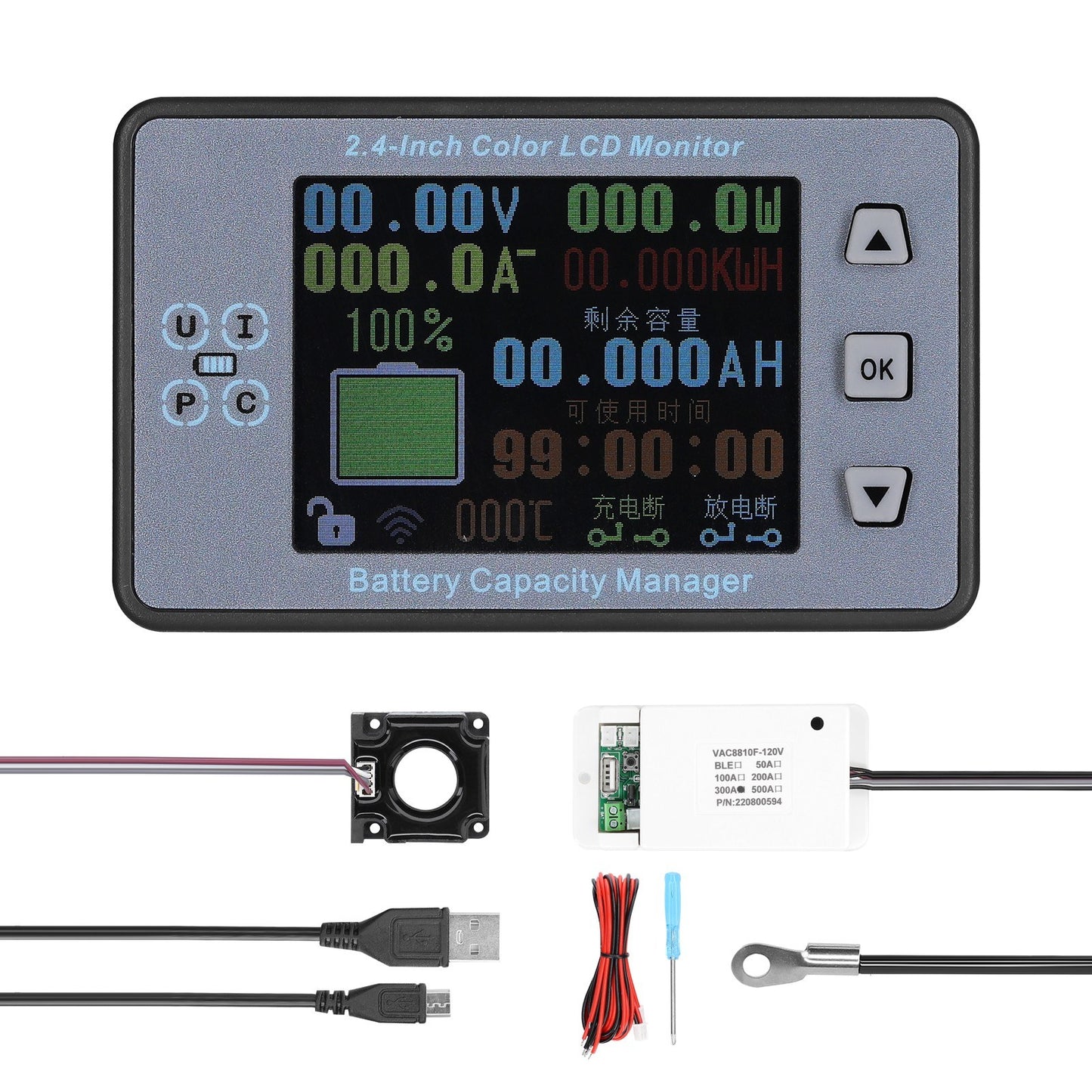 Wireless 2.4 Inch Battery Monitor: Voltage, Amperage & Capacity Tester