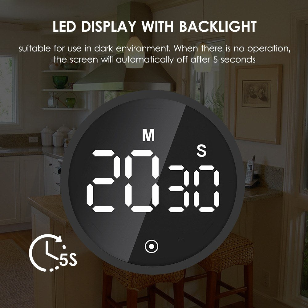 Digital Countdown Timer with Magnetic Back, Adjustable LED Display, Stopwatch Function, and Mute Mode for Kitchen and Learning