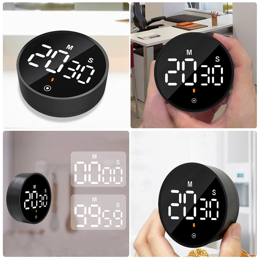 Digital Countdown Timer with Magnetic Back, Adjustable LED Display, Stopwatch Function, and Mute Mode for Kitchen and Learning