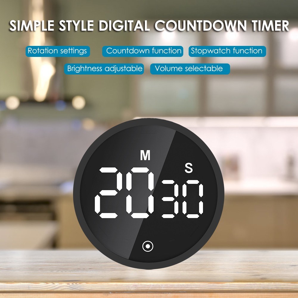 Digital Countdown Timer with Magnetic Back, Adjustable LED Display, Stopwatch Function, and Mute Mode for Kitchen and Learning