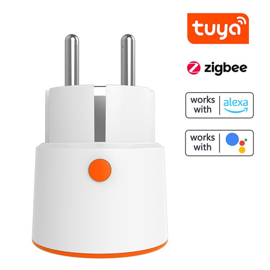 Tuya ZigBee 16A Smart EU Plug with Real-Time Power Monitoring & Voice Control (Alexa/Google Home)