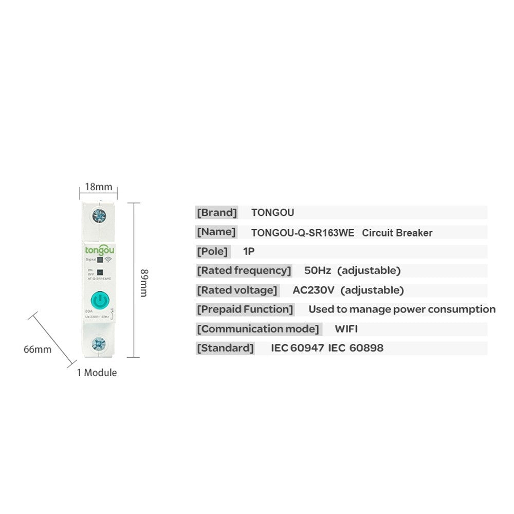 Smart WiFi Circuit Breaker 1P DIN Rail Switch, Ewelink APP, Alexa & Google Assistant Compatible for Home Automation