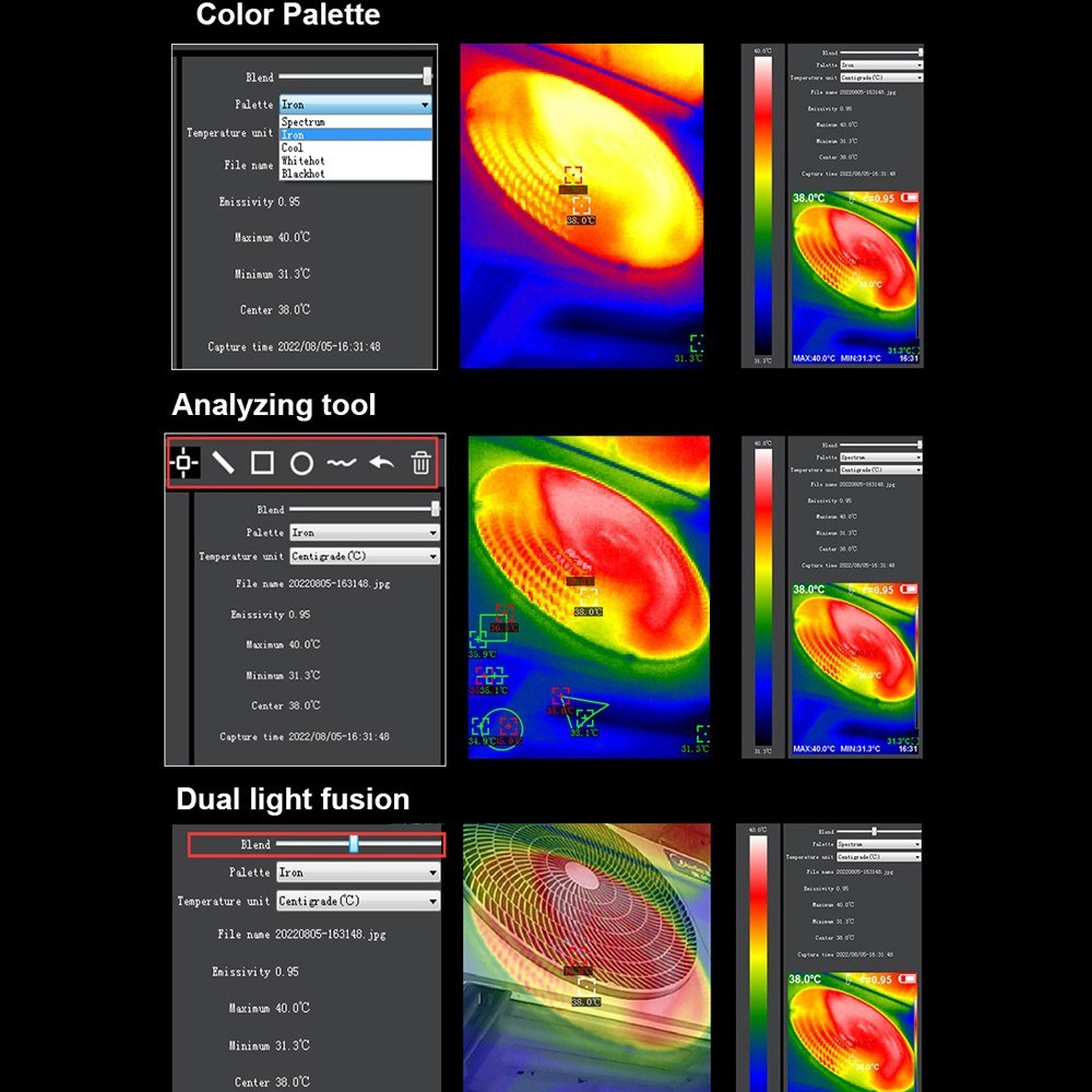 Portable Thermal Imager with 2.8 inch Display, Infrared Sensor, 640x480 Resolution, -20℃ to 550℃ Temperature Range