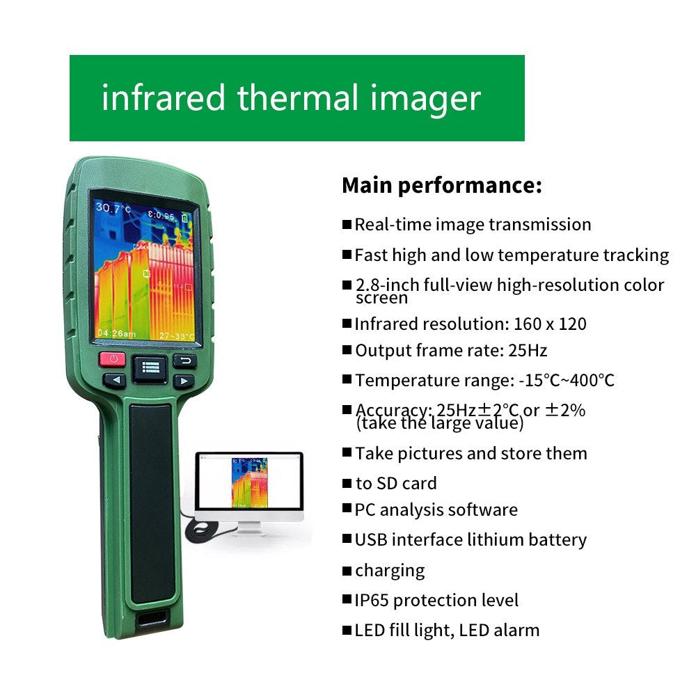 Portable JD-108 Infrared Thermal Imager Camera, 160x120 Color Display, Handheld Temperature Detector