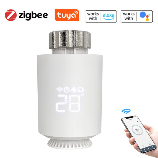 Tuya Zigbee Smart Radiator Thermostat with App & Voice Control - Compatible with Alexa & Google Home