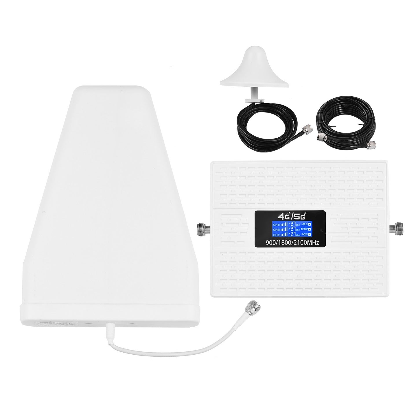 Tri-Band Signal Amplifier TXC19SL-GDW: 900/1800/2100 MHz 2G/3G/4G LTE GSM DCS WCDMA Universal Booster for Home/Office