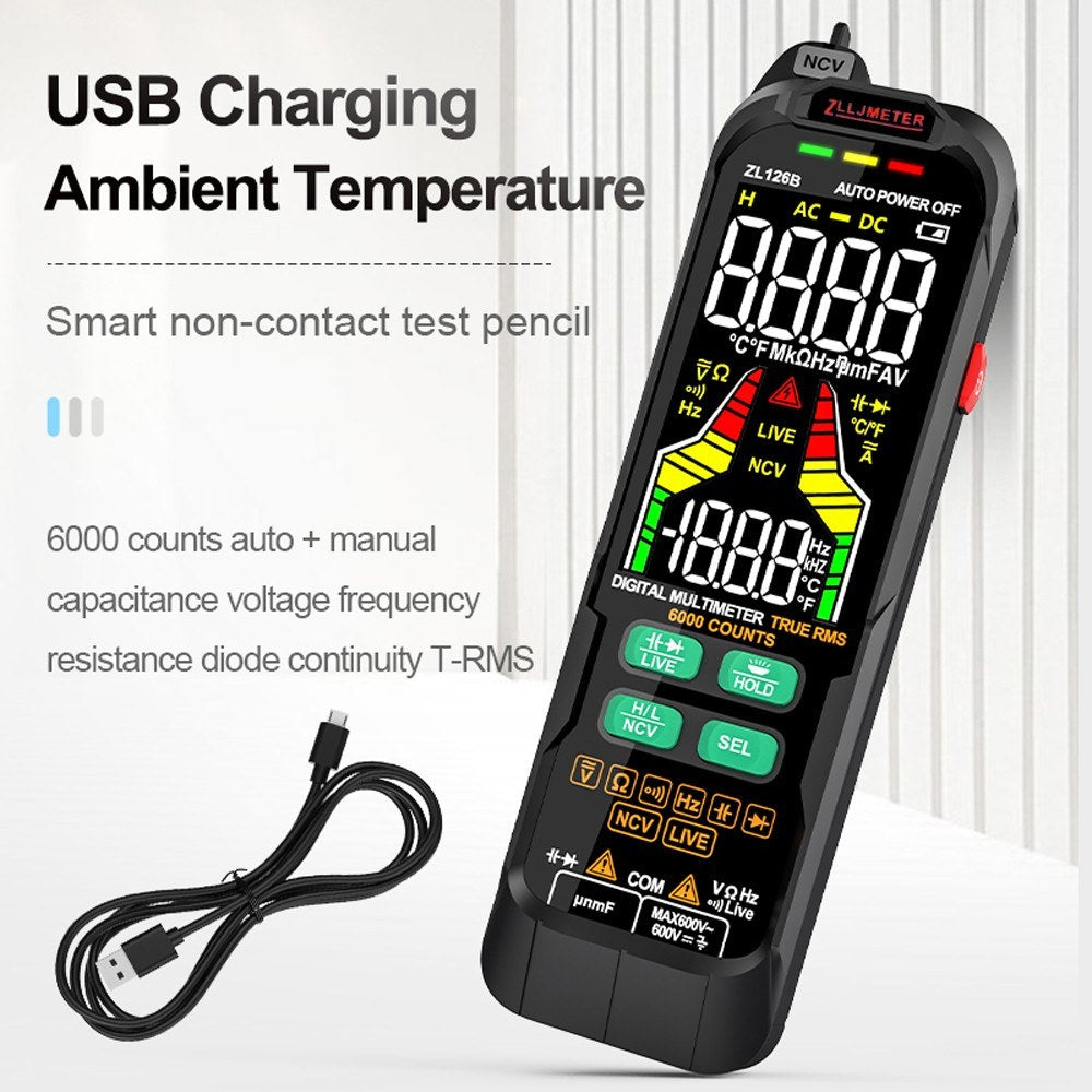 Professional Digital Multimeter True RMS AC/DC Voltage Capacitance Temp Tester
