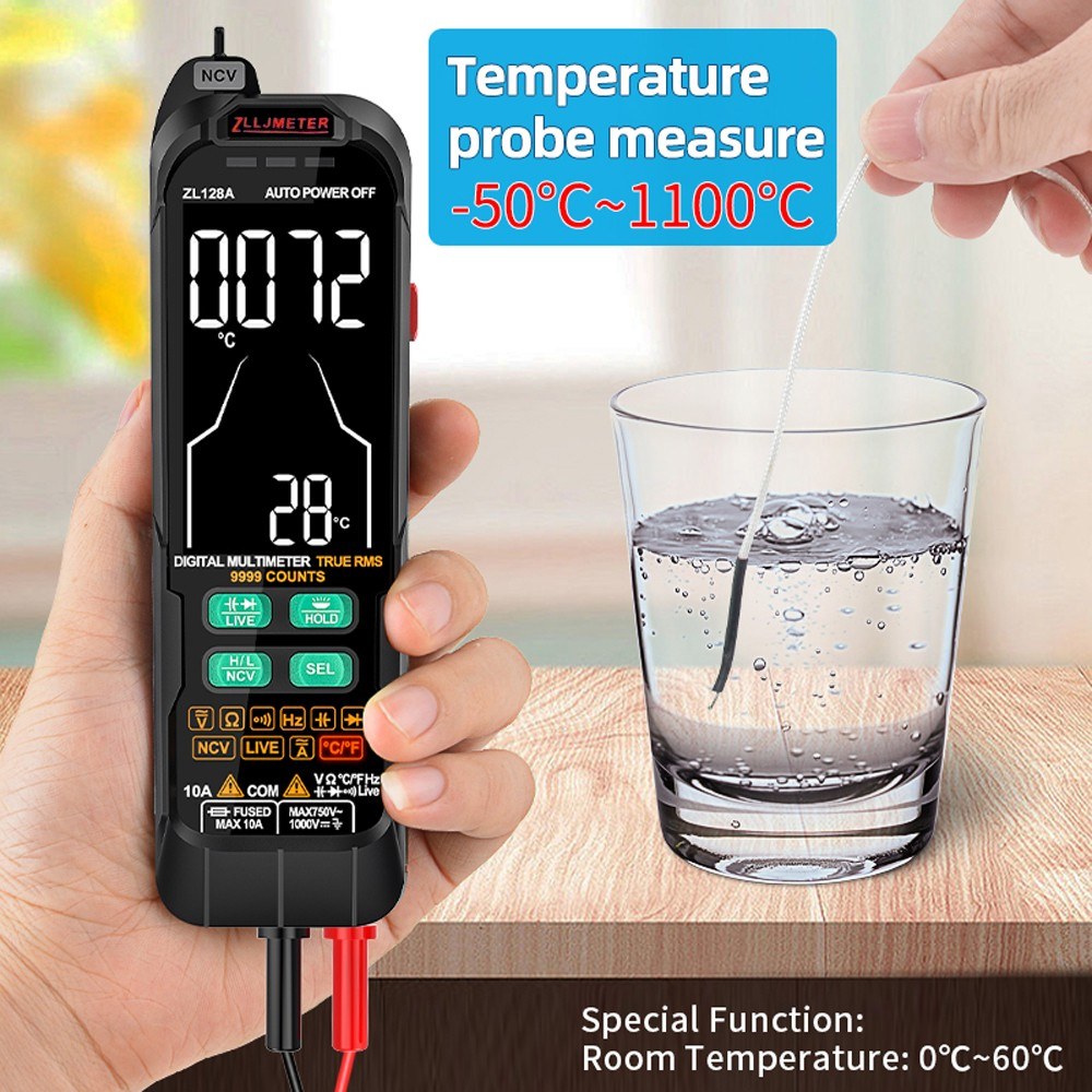 Professional Digital Multimeter True RMS AC/DC Voltage Capacitance Temp Tester