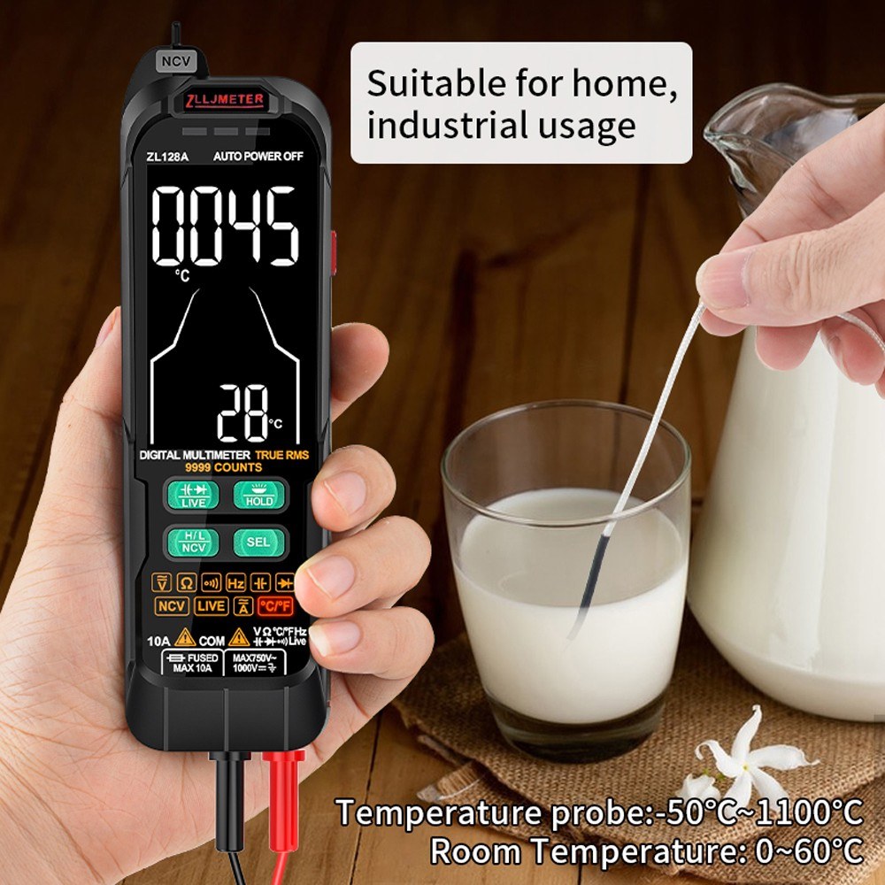 Professional Digital Multimeter True RMS AC/DC Voltage Capacitance Temp Tester