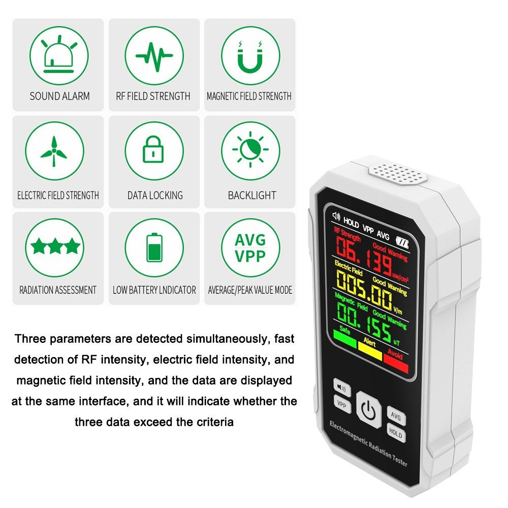 Multifunctional EMF Detector: Electric & Magnetic Field Tester with Sound Alarm