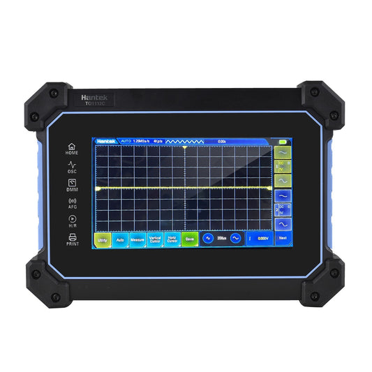 Rechargeable Hantek TO1112C 2-Channel Oscilloscope Multimeter, 110MHz Bandwidth, 250MSa/S Sampling, 8M Depth, 7-inch LCD, Waveform Generator with Tool Bag