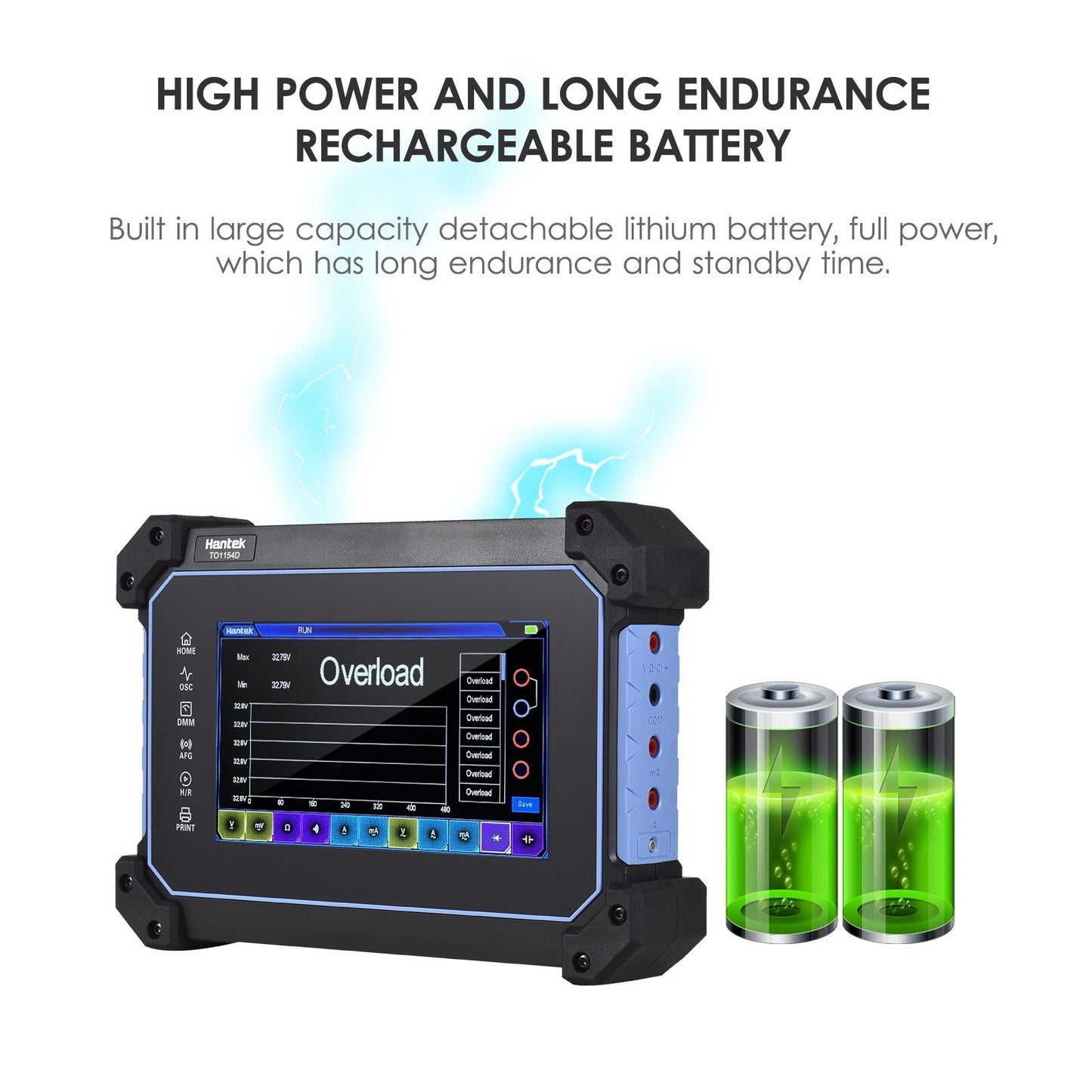 Hantek TO1112 / TO1112C / TO1112D / TO1154D / TO1204D / TO1254D Portable 4-Channel Oscilloscope Multimeter with Signal Generator &amp; Tool Bag, 7" TFT LCD, 1GSa/s, 8M Memory