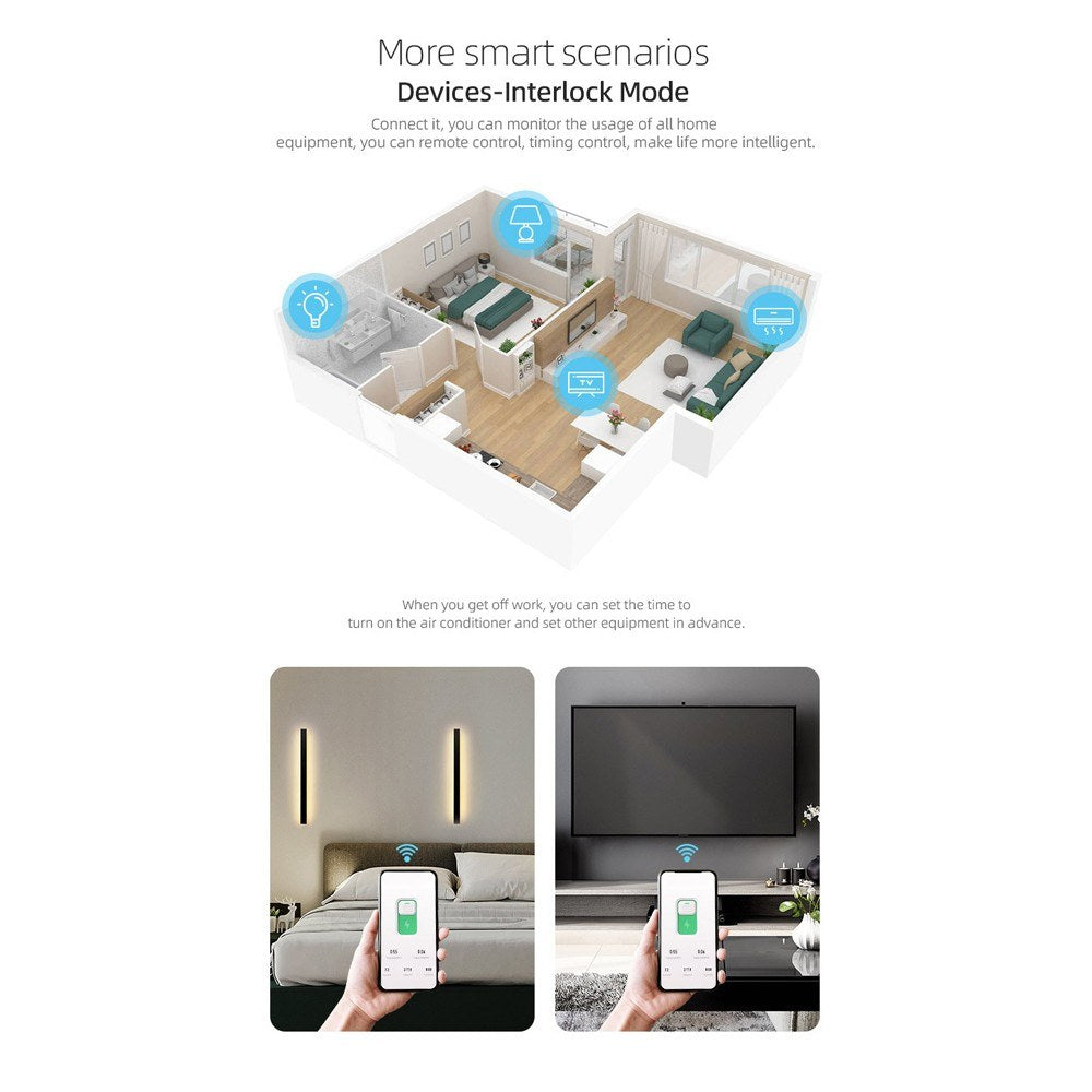 10A Tuya WiFi Smart Circuit Breaker with Wireless Remote, Alexa & Google Home Compatible, DIN Rail Switch