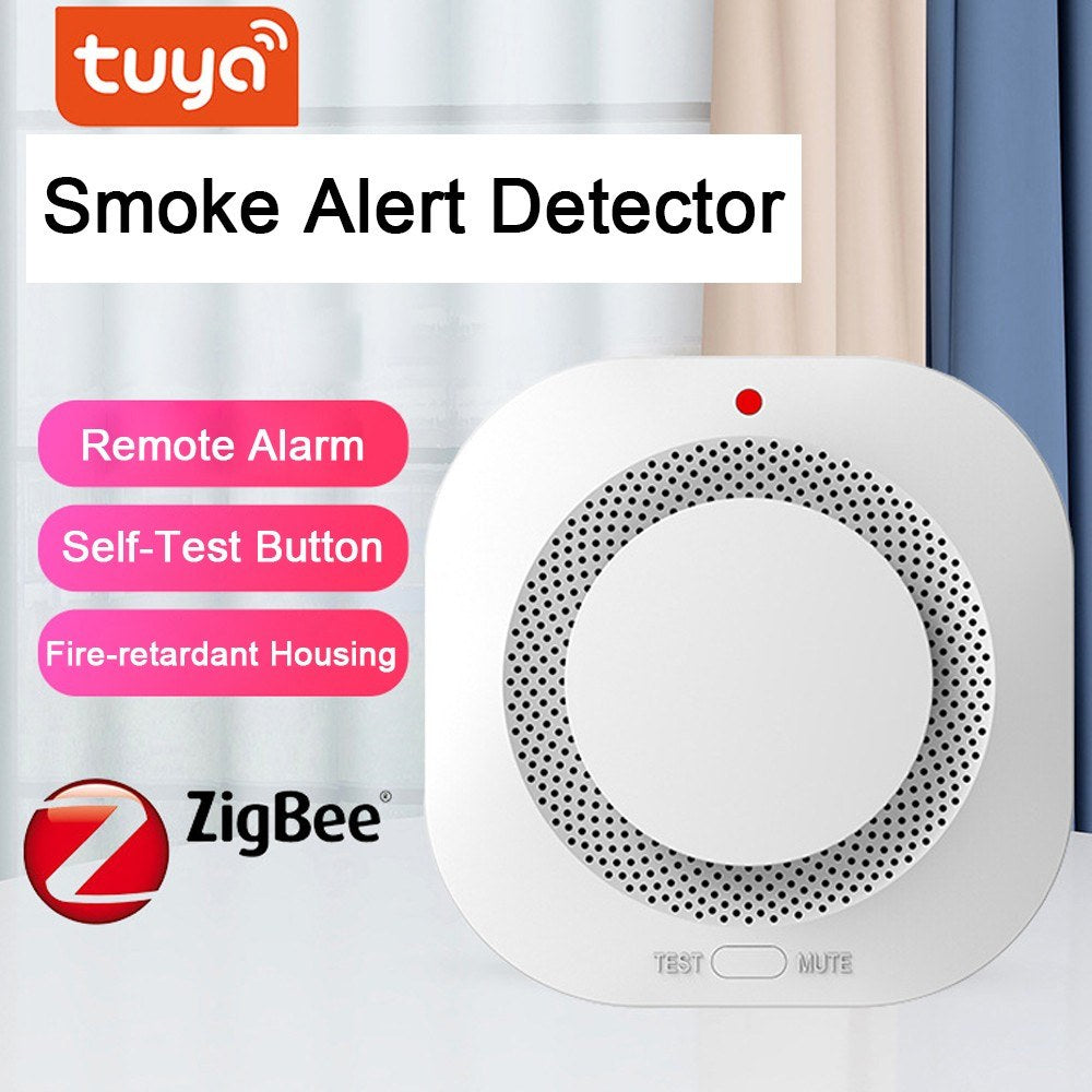 Tuya Zigbee Smart Smoke Detector: 360° Induction Alarm with Sound, Light & SMS Alerts, Low Battery Notification, One-Click Silence, Mobile App