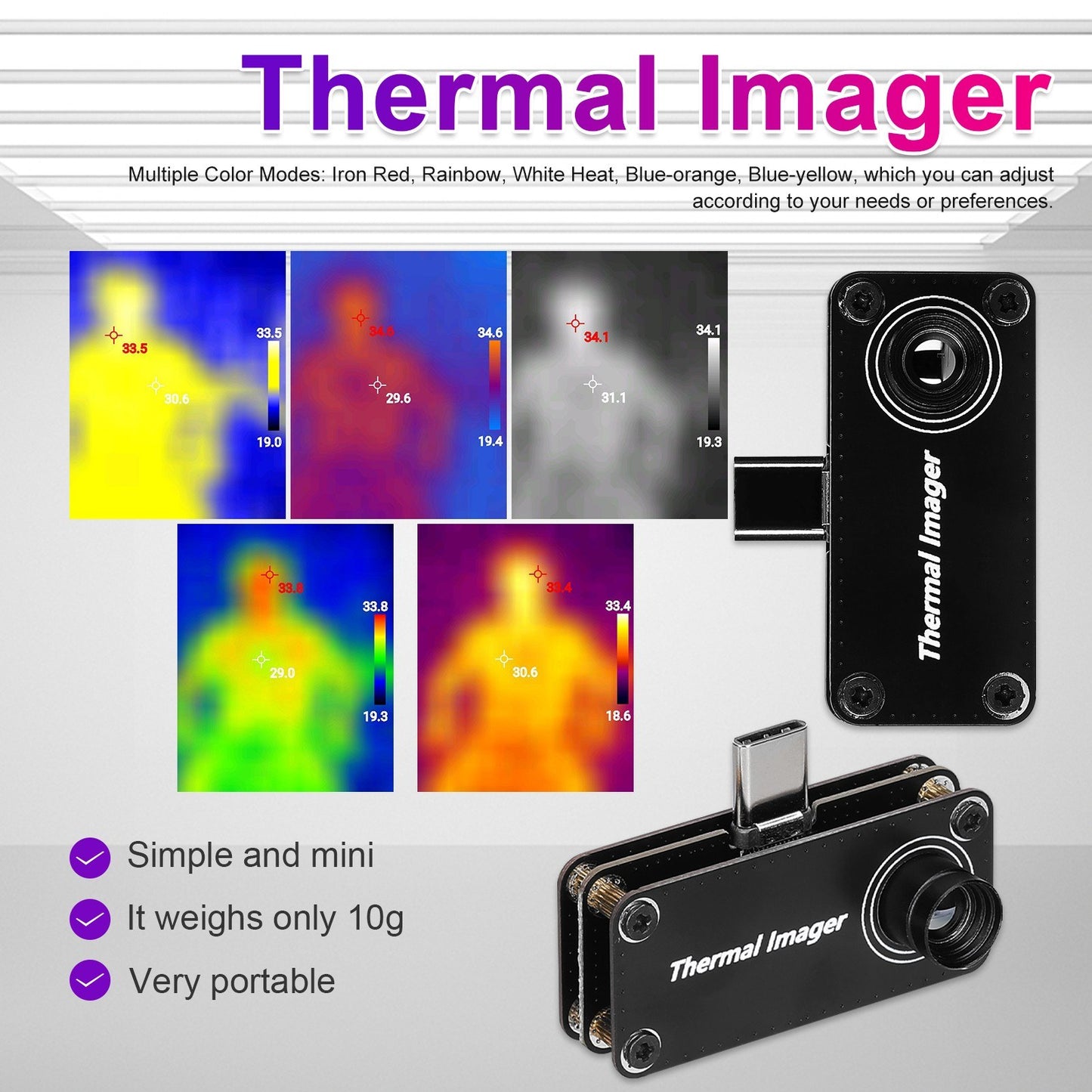 Type-C Infrared Thermal Imager 32x32 Resolution Temperature Meter for Android Phones with OTG