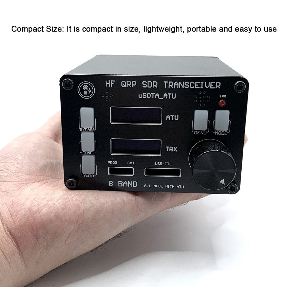 uSOTA-ATU USDX HF QRP SDR Transceiver with ATU-100 Tuner, Dual OLED, 8 Bands, PC Software Control
