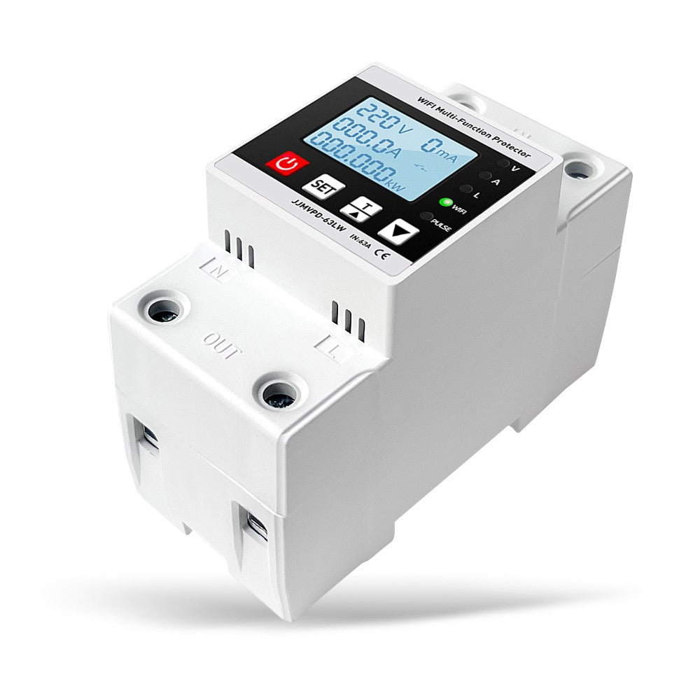 Adjustable Multifunctional Electric Protector with LCD Display - Voltage, Current & Leakage Protection