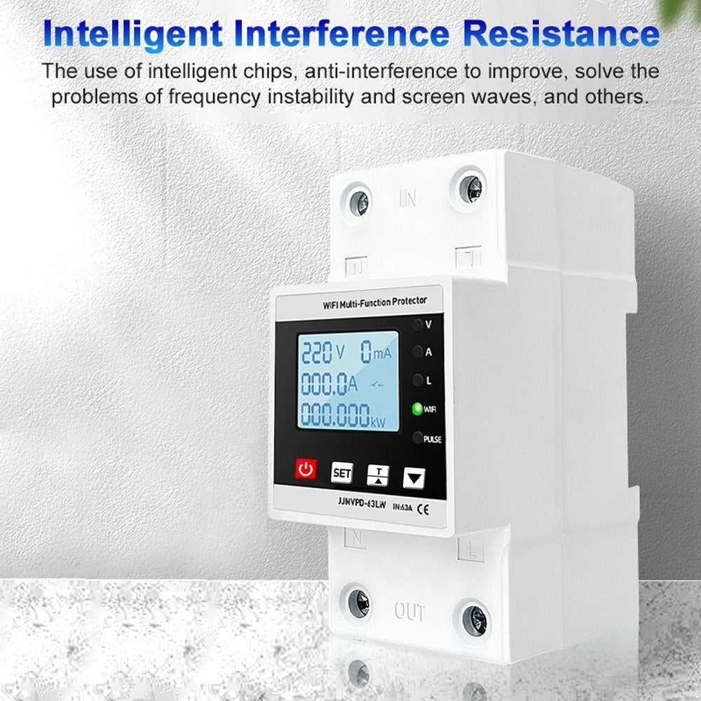 Adjustable Multifunctional Electric Protector with LCD Display - Voltage, Current & Leakage Protection