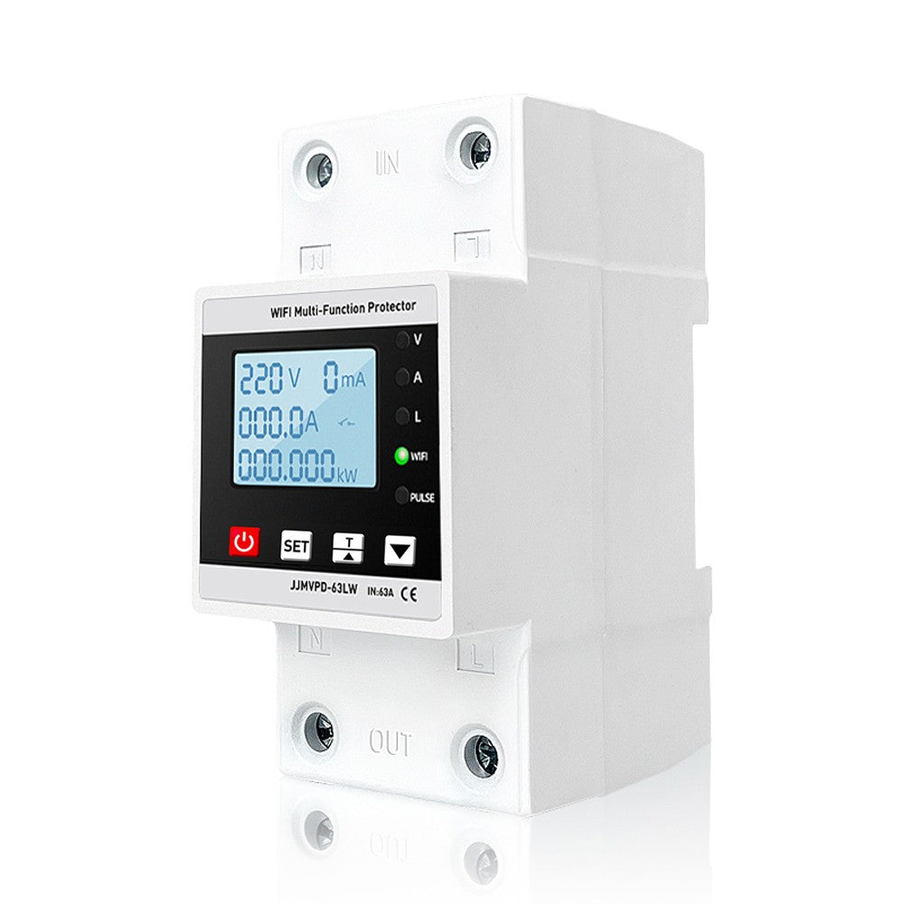 Adjustable Multifunctional Electric Protector with LCD Display - Voltage, Current & Leakage Protection