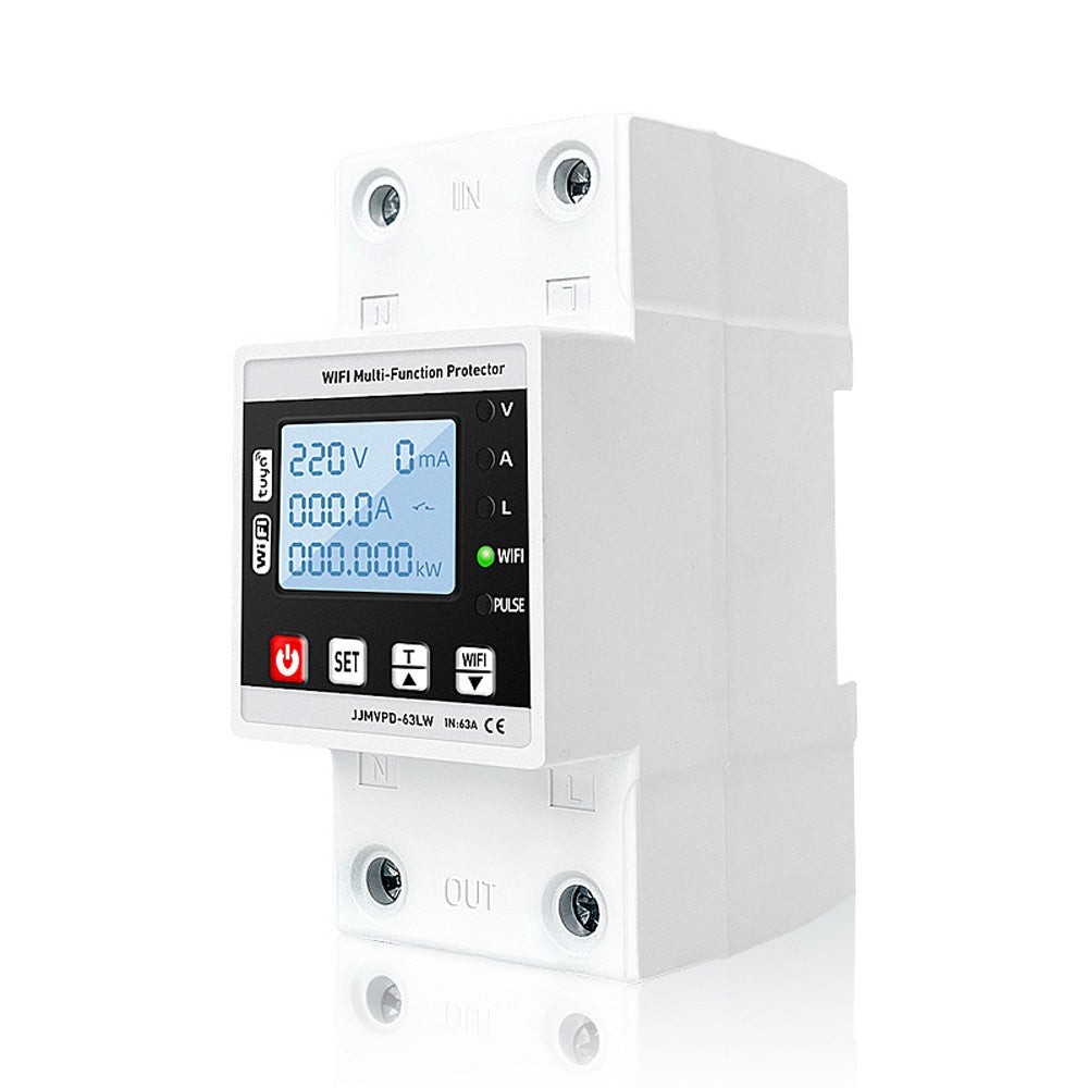 Adjustable Multifunctional Electric Protector with LCD Display - Voltage, Current & Leakage Protection