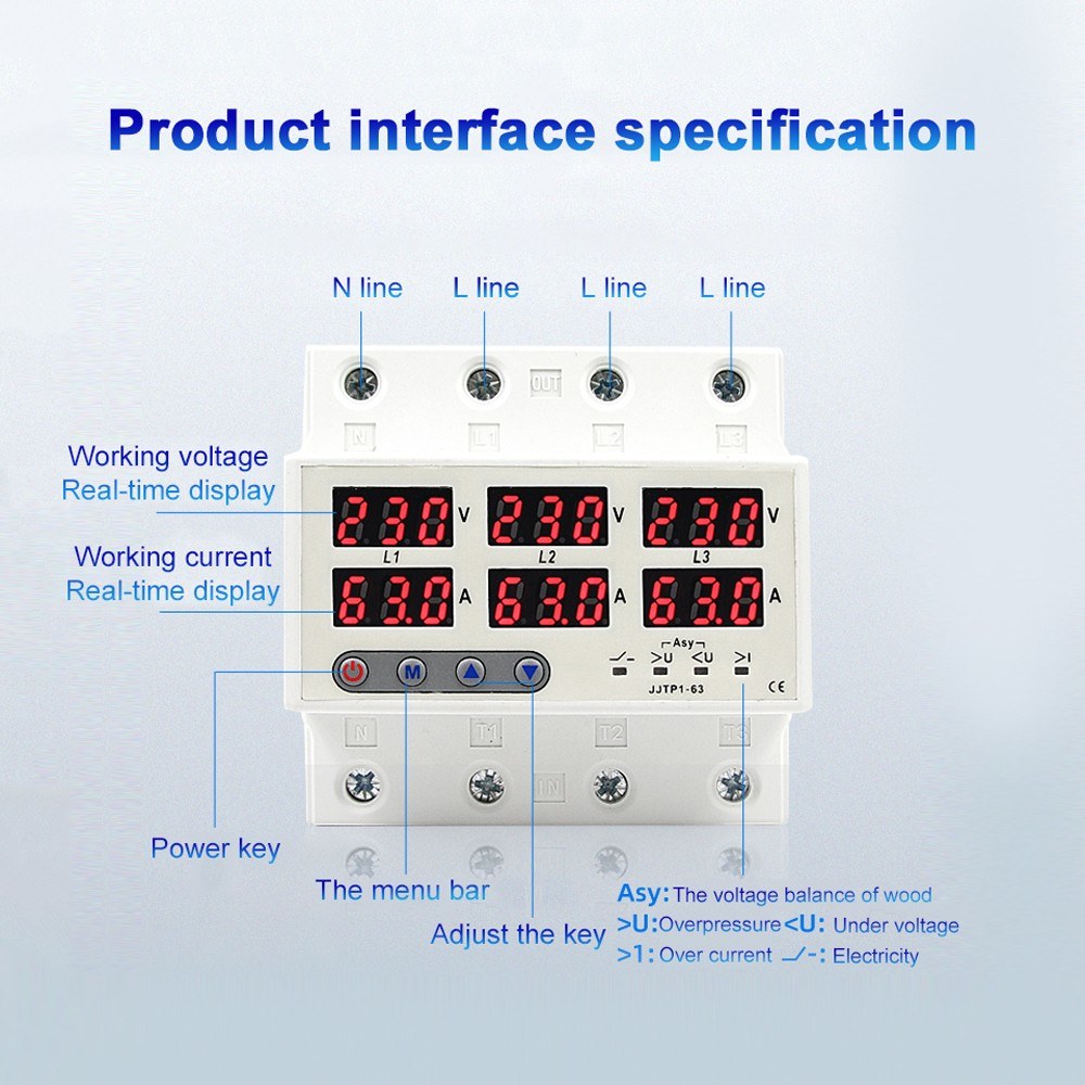 LCD Display Automatic Circuit Breaker with Overvoltage, Undervoltage, Current Limiting, Phase Loss Protection, and Reclosure Switch