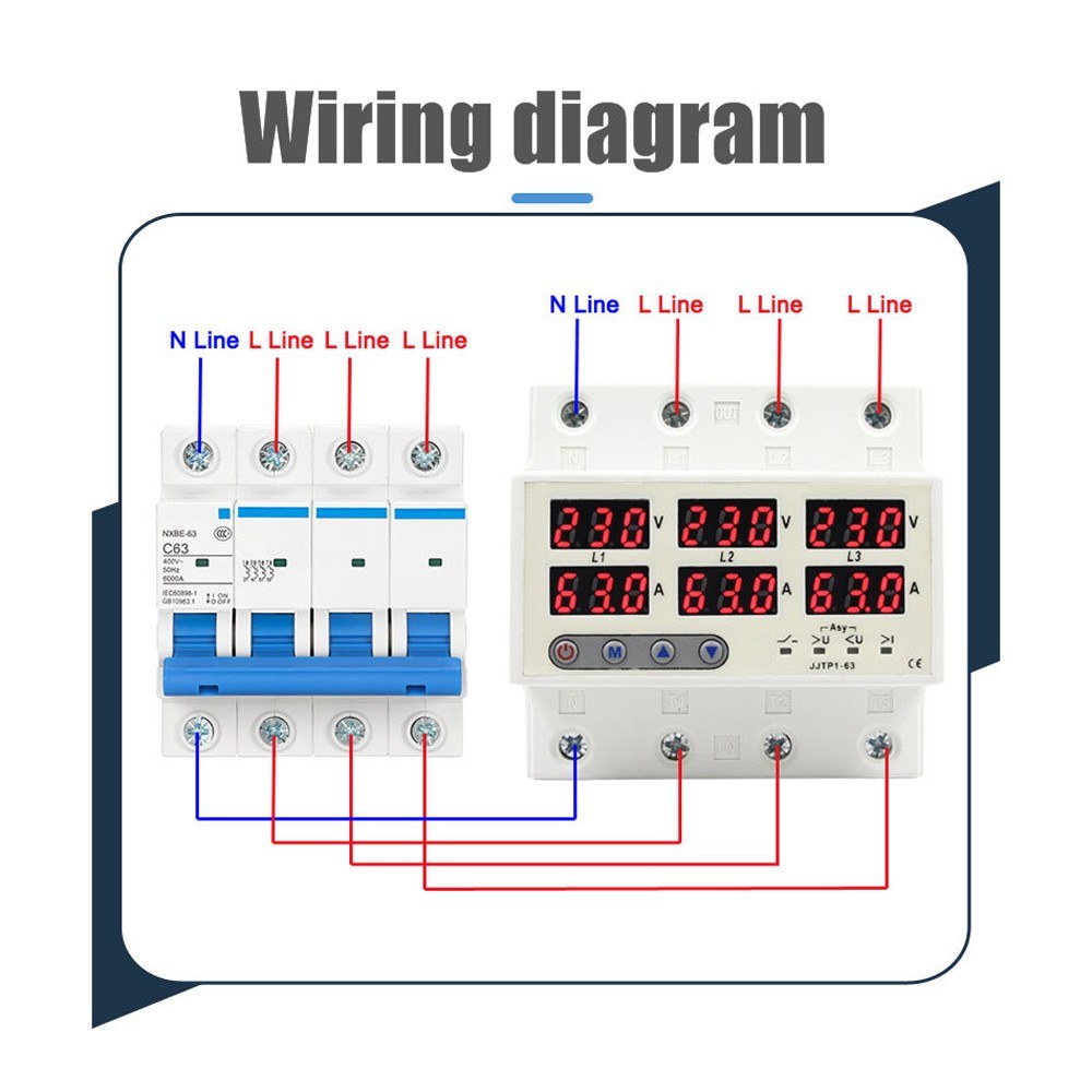 LCD Display Automatic Circuit Breaker with Overvoltage, Undervoltage, Current Limiting, Phase Loss Protection, and Reclosure Switch