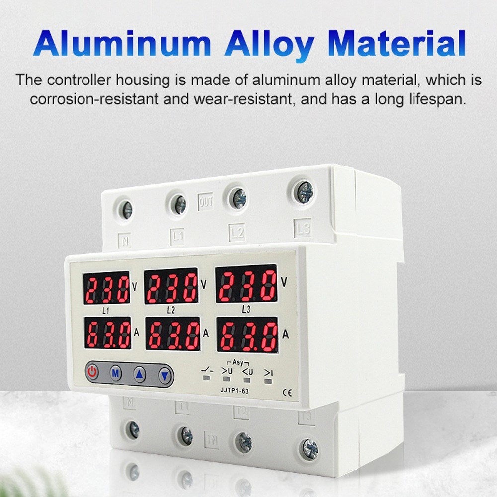 LCD Display Automatic Circuit Breaker with Overvoltage, Undervoltage, Current Limiting, Phase Loss Protection, and Reclosure Switch