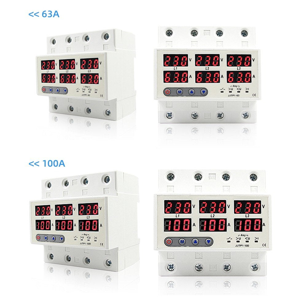 LCD Display Automatic Circuit Breaker with Overvoltage, Undervoltage, Current Limiting, Phase Loss Protection, and Reclosure Switch