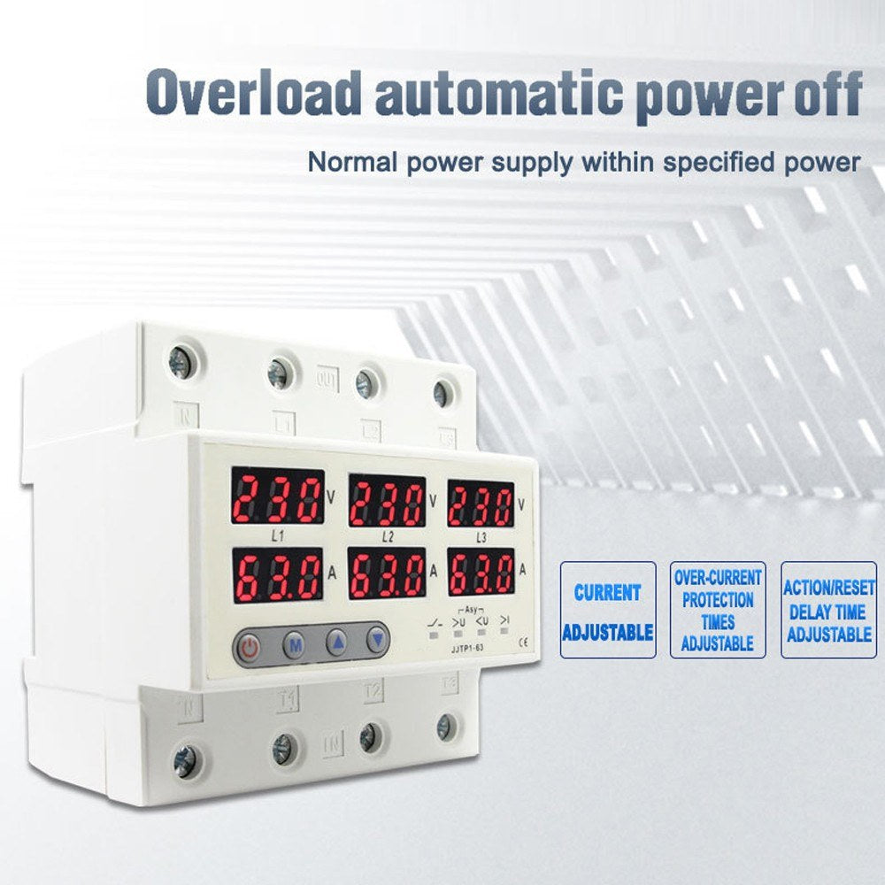 LCD Display Automatic Circuit Breaker with Overvoltage, Undervoltage, Current Limiting, Phase Loss Protection, and Reclosure Switch
