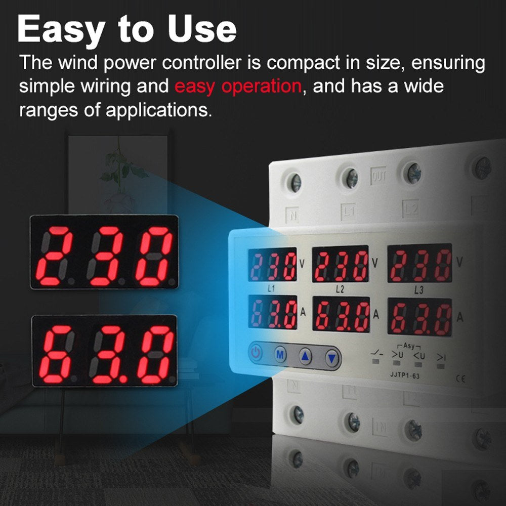 LCD Display Automatic Circuit Breaker with Overvoltage, Undervoltage, Current Limiting, Phase Loss Protection, and Reclosure Switch
