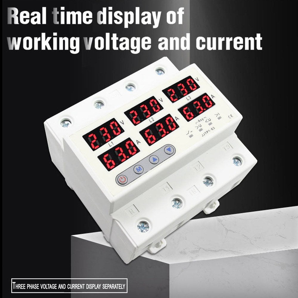 LCD Display Automatic Circuit Breaker with Overvoltage, Undervoltage, Current Limiting, Phase Loss Protection, and Reclosure Switch