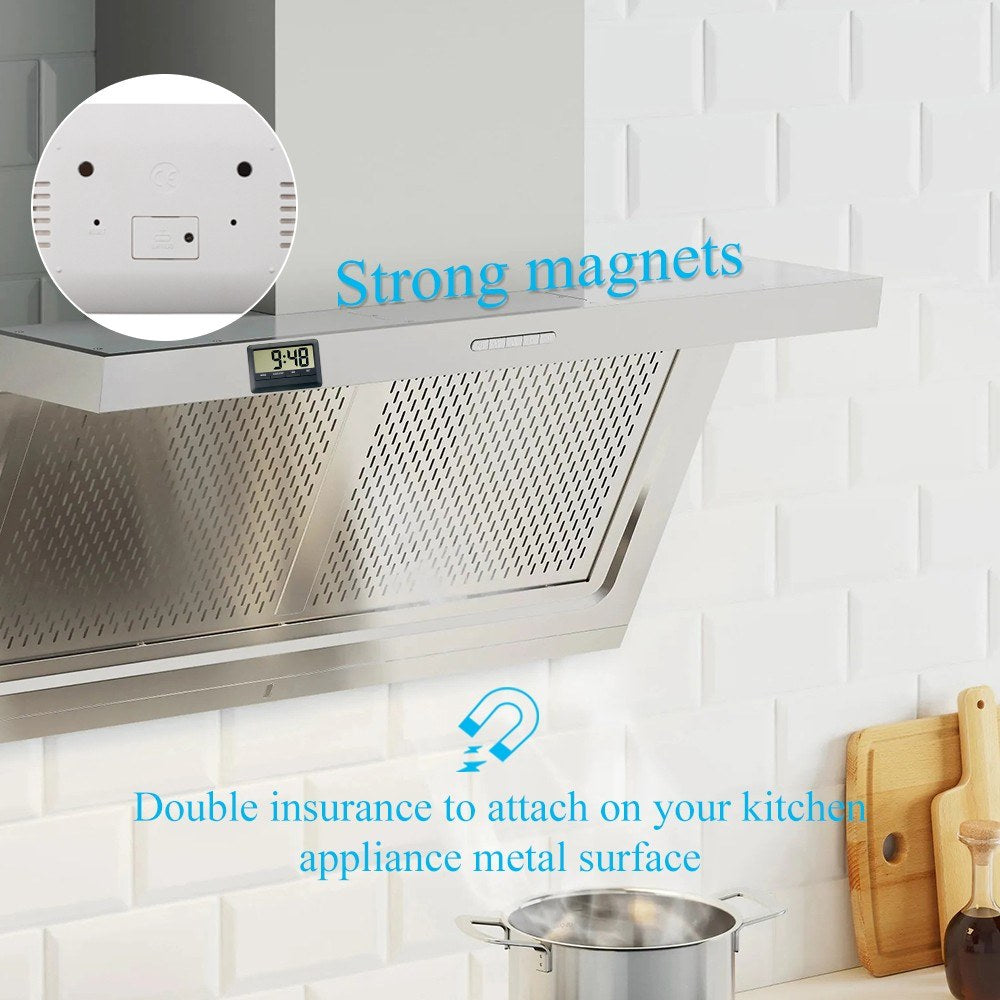 Magnetic LCD Digital Alarm Kitchen Timer Clock - Large Display, Manual Countdown, Stopwatch for Cooking, Shower, Study