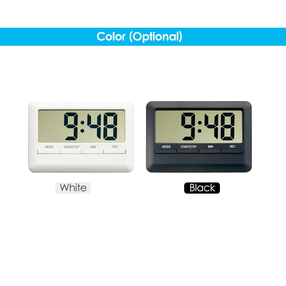 Magnetic LCD Digital Alarm Kitchen Timer Clock - Large Display, Manual Countdown, Stopwatch for Cooking, Shower, Study