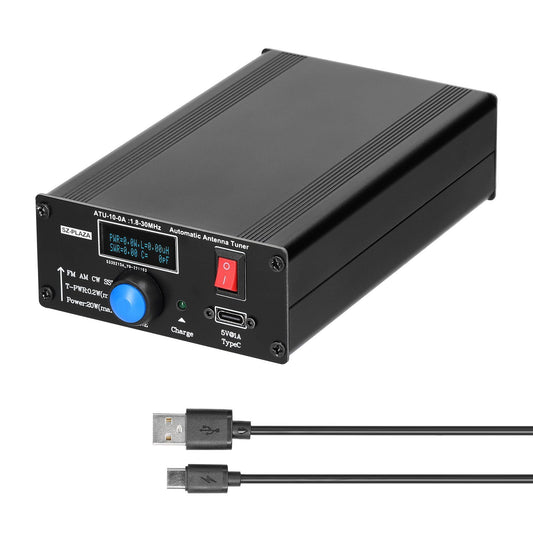 20W Shortwave Automatic Antenna Tuner 1.8-30MHz Aluminum Housing with Power & Standing Wave Meter ATU-10-0A