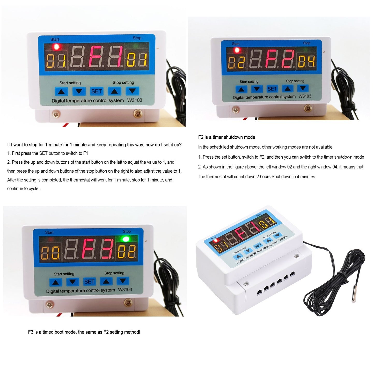 LED Digital Temperature Controller 30A AC110-220V Intelligent Thermostat with Sensor for Heating & Cooling
