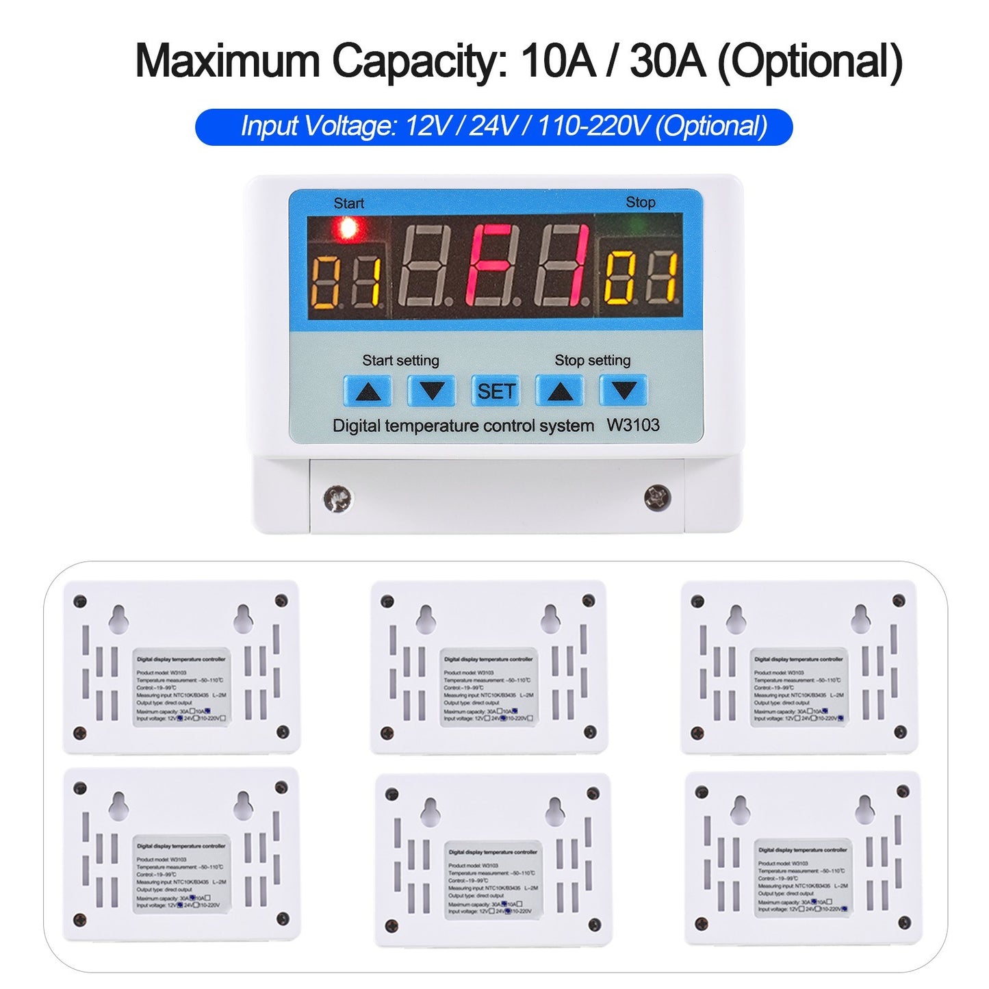 LED Digital Temperature Controller 30A AC110-220V Intelligent Thermostat with Sensor for Heating & Cooling