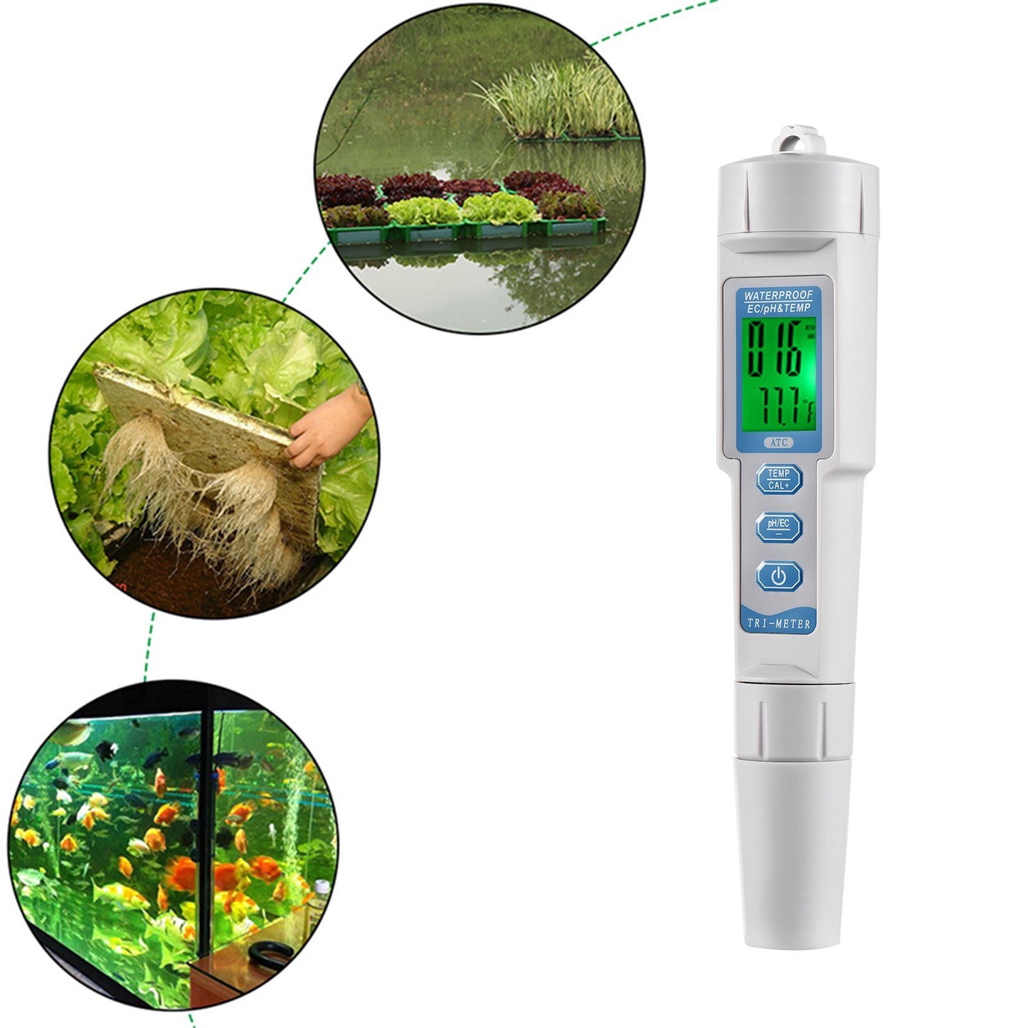 Portable 3-in-1 Water Quality Tester: pH, EC, & Temperature Meter Analyzer