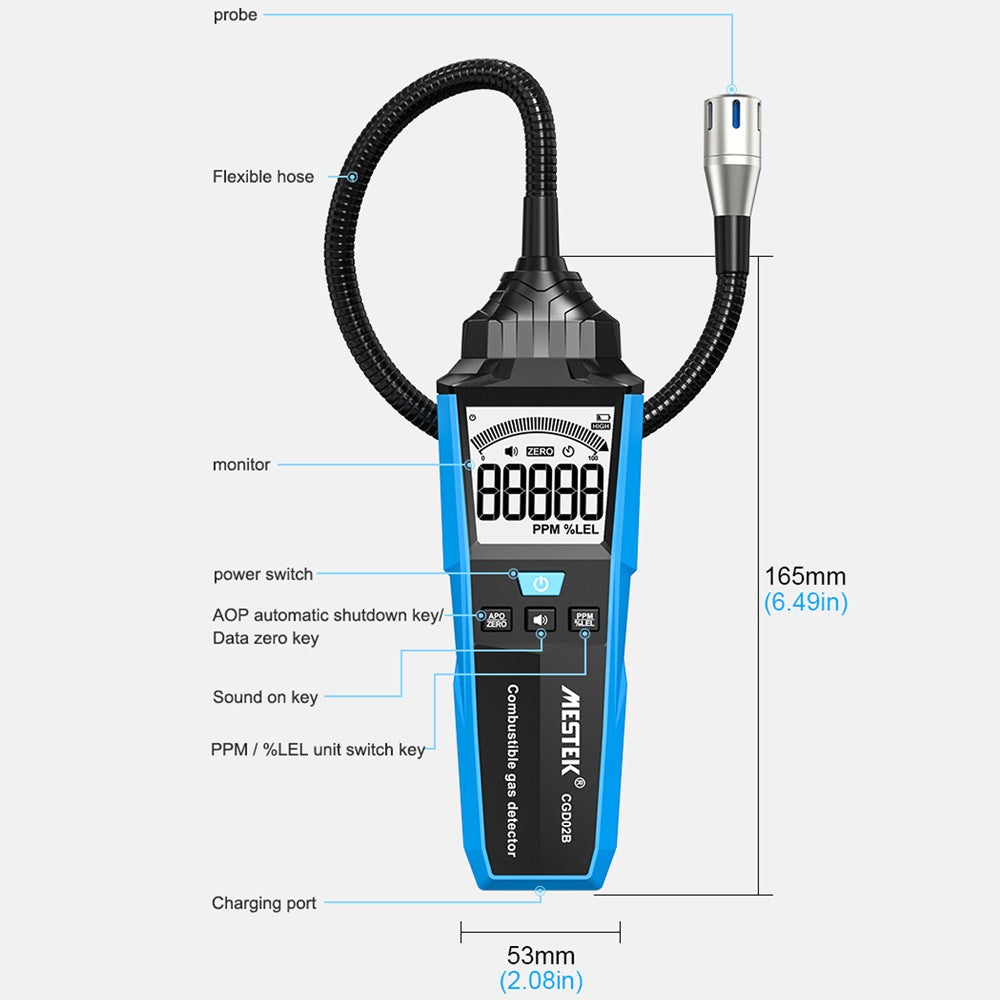 Portable Combustible Gas Leak Detector with Sound & Light Alarm