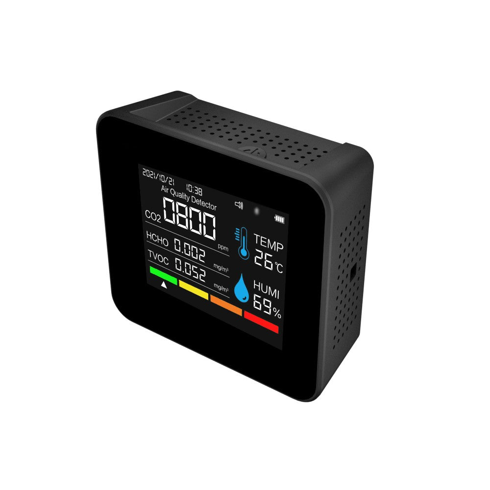 9-in-1 Air Quality Monitor with CO2 & PM Detection, APP Control & Alarm Function for Home, Office & Car