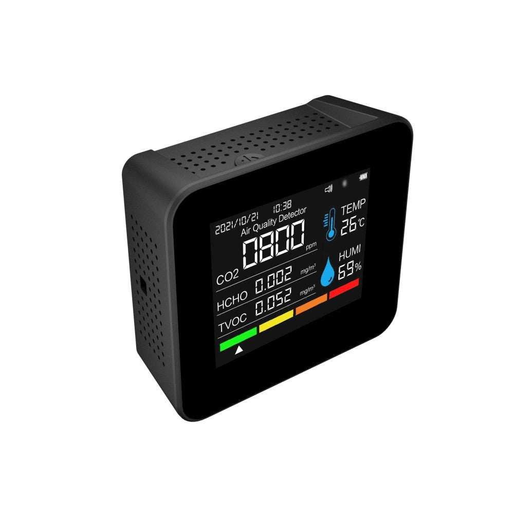 9-in-1 Air Quality Monitor with CO2 & PM Detection, APP Control & Alarm Function for Home, Office & Car