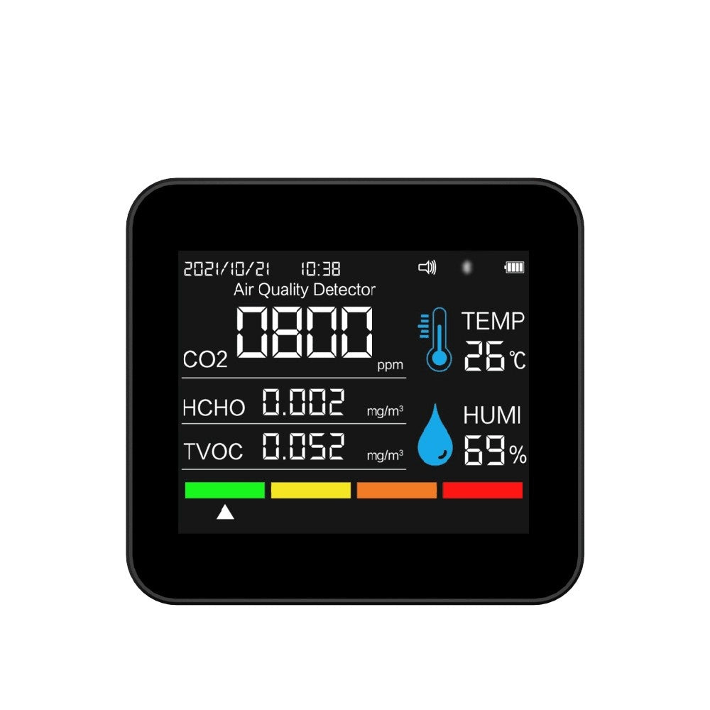 9-in-1 Air Quality Monitor with CO2 & PM Detection, APP Control & Alarm Function for Home, Office & Car