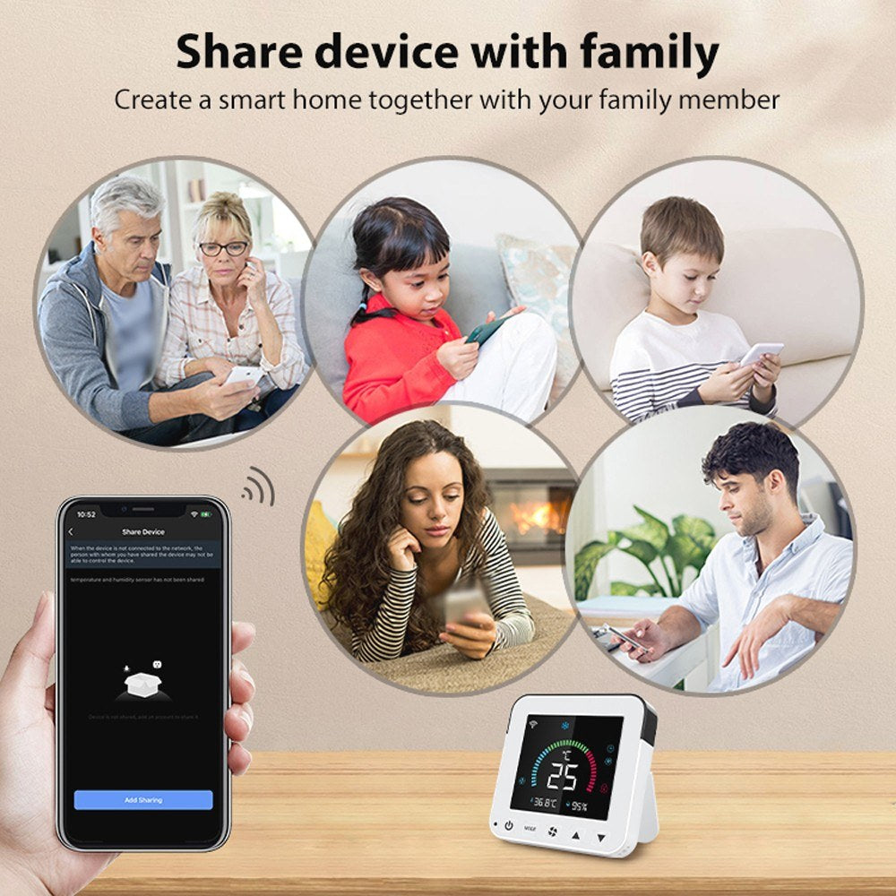 Tuya Smart WiFi Temperature & Humidity Controller with Infrared, USB Power, LCD Backlit Display & APP Remote Control for Home & Bedroom