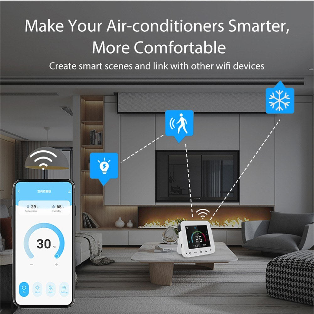 Tuya Smart WiFi Temperature & Humidity Controller with Infrared, USB Power, LCD Backlit Display & APP Remote Control for Home & Bedroom